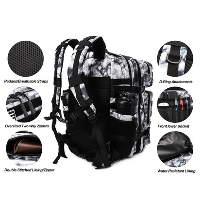 LHI 45L Tactical Backpack for Men and Women Large Athlete Gym Bag Outdoor Sports Hiking Survival Rucksack with Bottle Holder - Smarsty