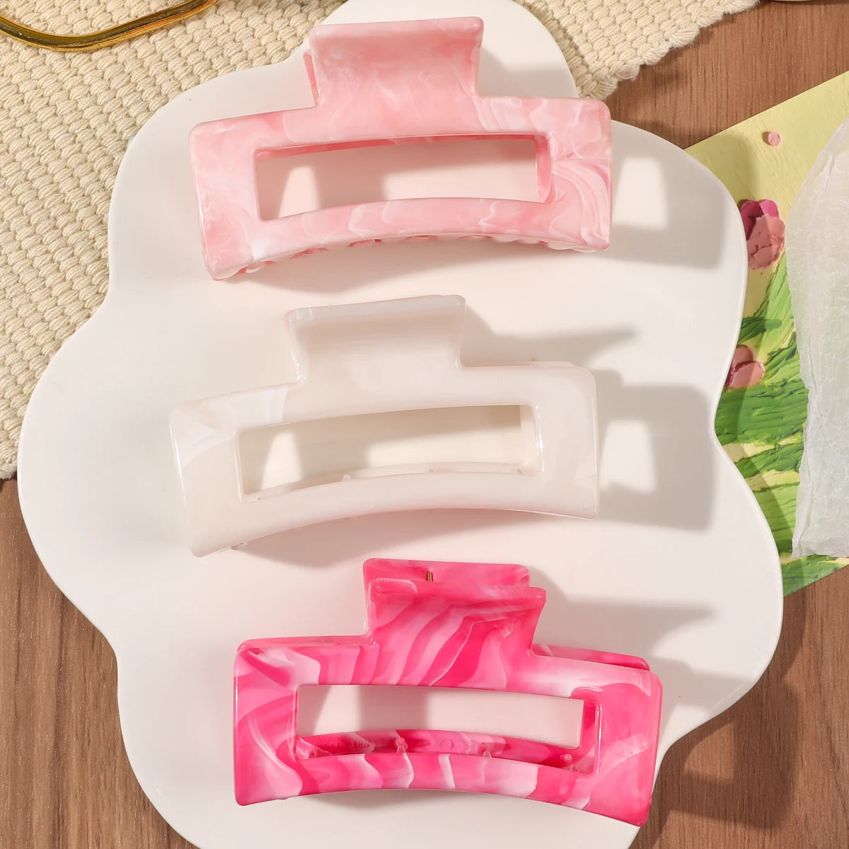Medium Hair Claw Clips Strong Hold Matte Pink Versatile Set - Smarsty
