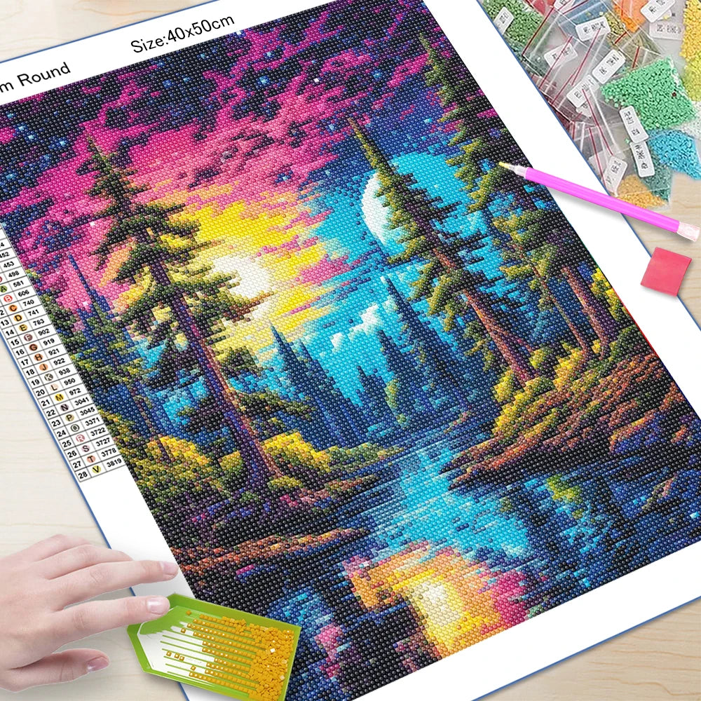 5D Diamond Art Aurora Landscape DIY Wall Decor - Smarsty