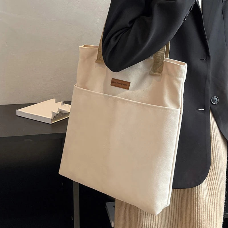 Women Canvas Tote Bag Large Capacity Reusable Shopping Bag - Smarsty