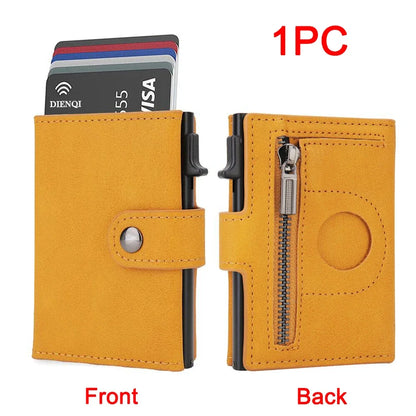 Rfid Carbon Fiber Men Wallets for Airtag Luxury Slim Mini Credit Card Holder Wallets for Men Air Tag Tracker Minimalist Purse - Smarsty