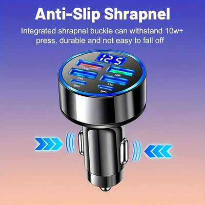 100W Six Port Car Charger With PowerDelivery USB C - Smarsty