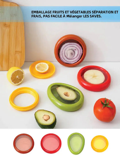 1/4Pcs Silicone Lid Vegetable Crisper Food Storage Box for Scallion  Fruits Kitchen Storage Organization Reusable Accessories