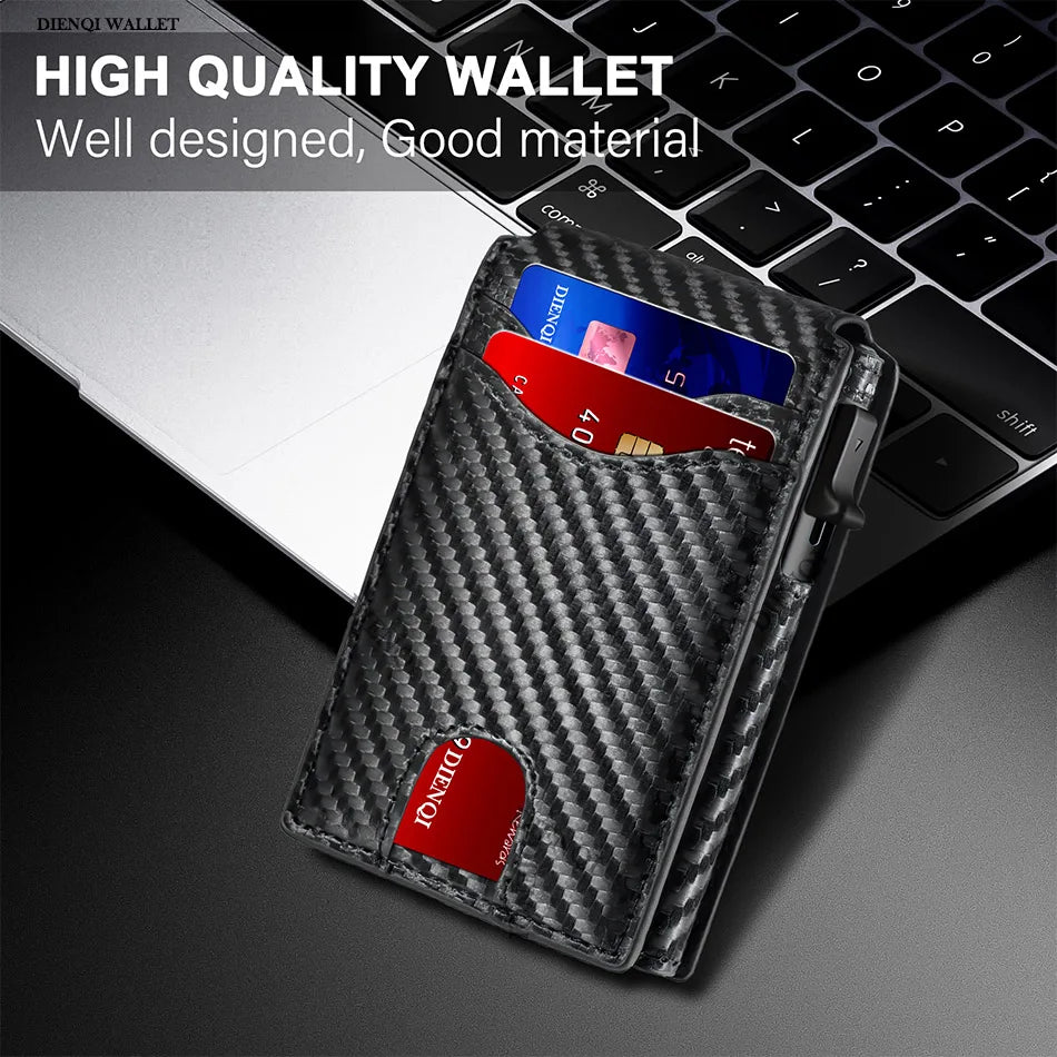 Carbon Fiber Rfid Credit Card Holder Men Wallets Anti Theft Slim Thin Wallet Luxury Cardholder Minimalist Wallet Purse Walet Bag - Smarsty