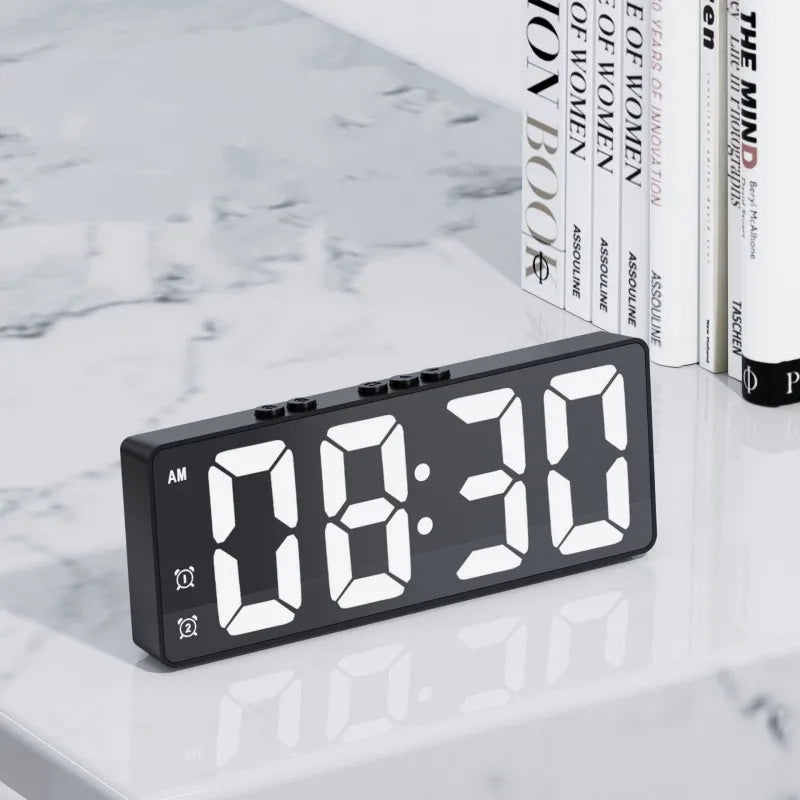 LED Digital Alarm Clock with Voice Control and Dual Snooze - Smarsty