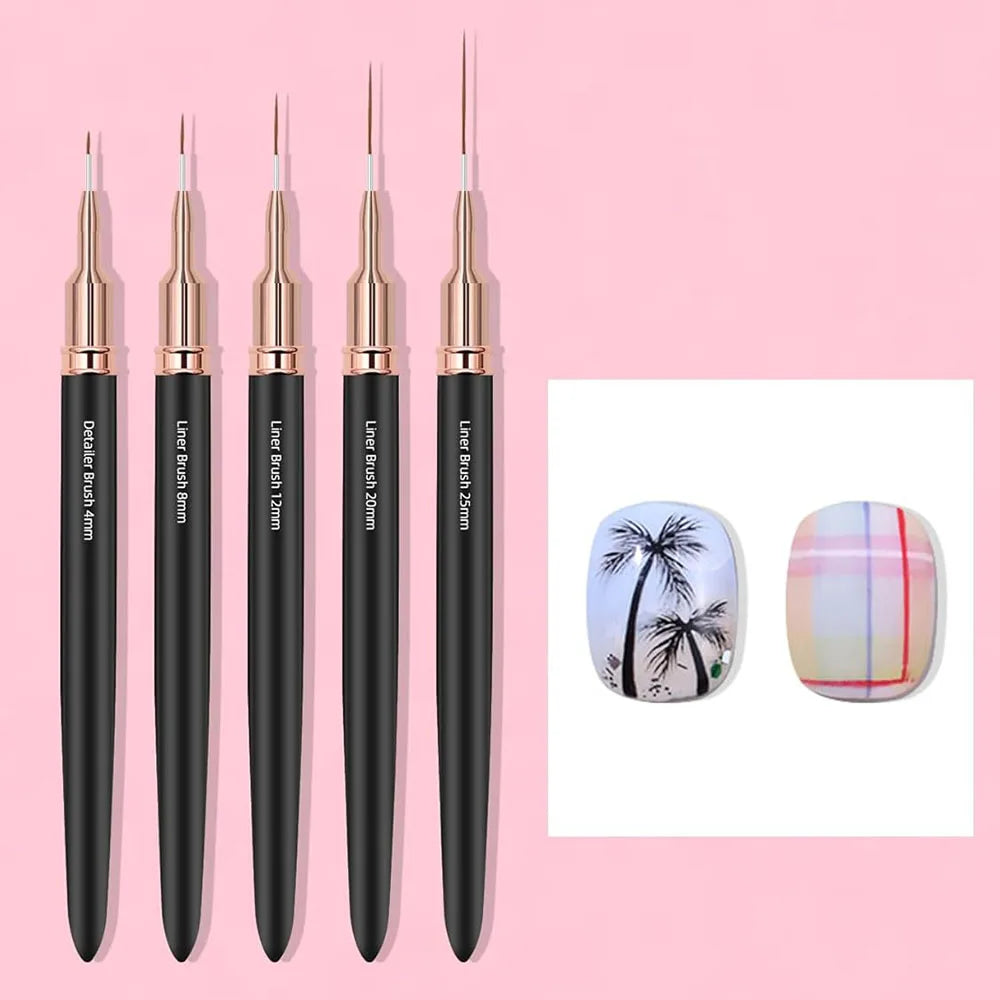 Black Nail Art Liner Brushes for Precision Design - Smarsty
