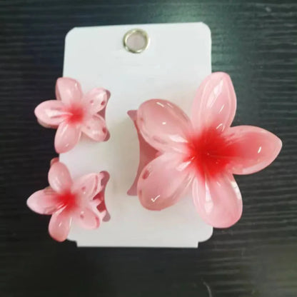 Pack Of 3 Flower Claw Clips Beach Summer Hair Accessories - Smarsty