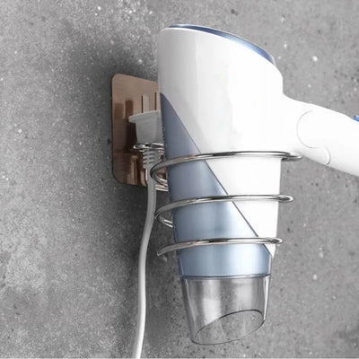 Wall Mounted Hair Dryer Holder Stainless Steel Organizer - Smarsty