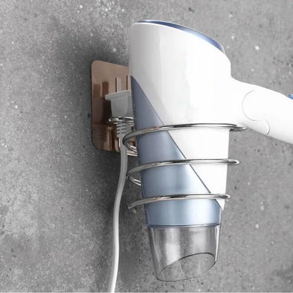 Wall Mounted Hair Dryer Holder Stainless Steel Organizer - Smarsty