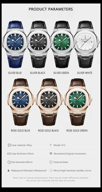 Luxury Waterproof Men's Quartz Watch with Luminous Dial - Smarsty
