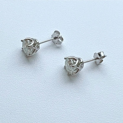 Moissanite Stud Earrings Sterling Silver VVS D Sparkle - Smarsty