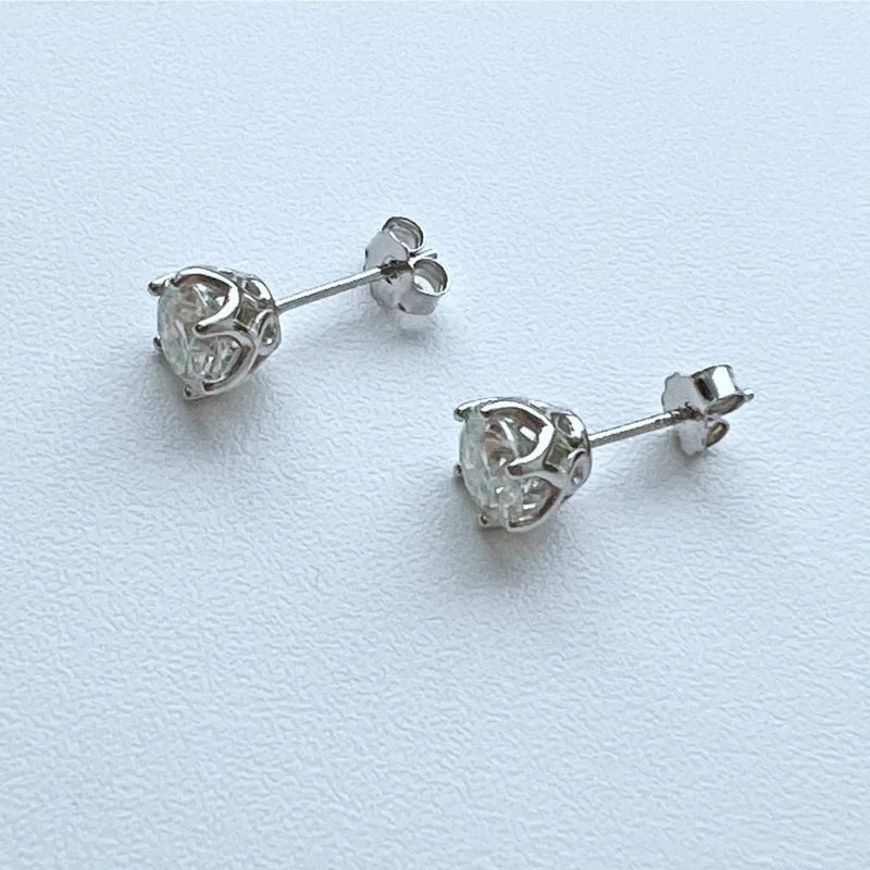 Moissanite Stud Earrings Sterling Silver VVS D Sparkle - Smarsty