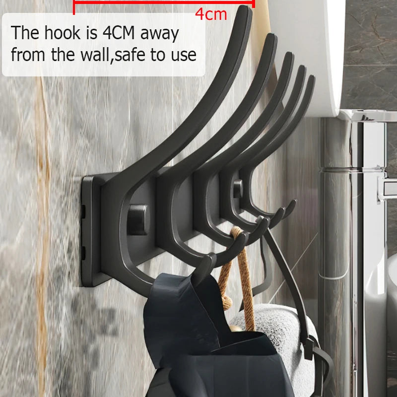 Black and White Folding Robe Hooks for Towel Storage - Smarsty