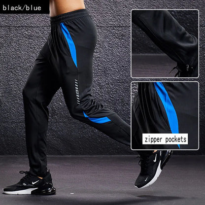 Men Sport Pants Running Pants With Zipper Pockets Soccer Training Jogging Sports Trousers Fitness Football Leggings Sweatpants - Smarsty
