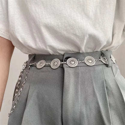 Silver Retro Waist Chain Belt Thin Metal Accessory - Smarsty