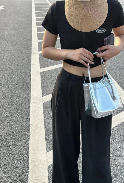 Bucket Bag For Women Silvery Pu Lunch Box Versatile Chic - Smarsty