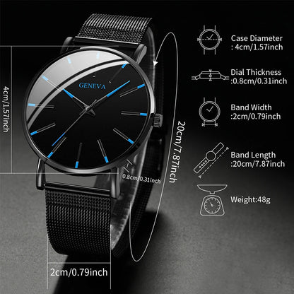Ultra Thin Men's Quartz Watch with Steel Mesh Band - Smarsty