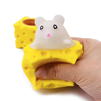 Stress-relieving Pet Cheese Mouse Cheese Pinch Fun Stress Ball Vent Squirrel Cup Prank Toy Fidget Toys - Smarsty