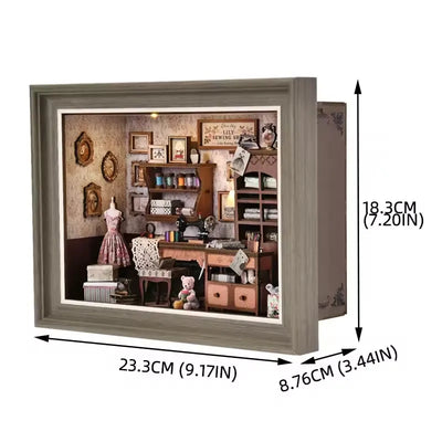 DIY Book Nook Kit 3D Miniature Wooden Doll House Photo Frame Ornament Bookshelf Insert Retro Booknook Decor For Birthday Gifts by Smarsty