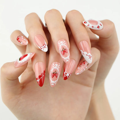 24pcs Flower Design Fake Nail Tips Full Cover - Smarsty