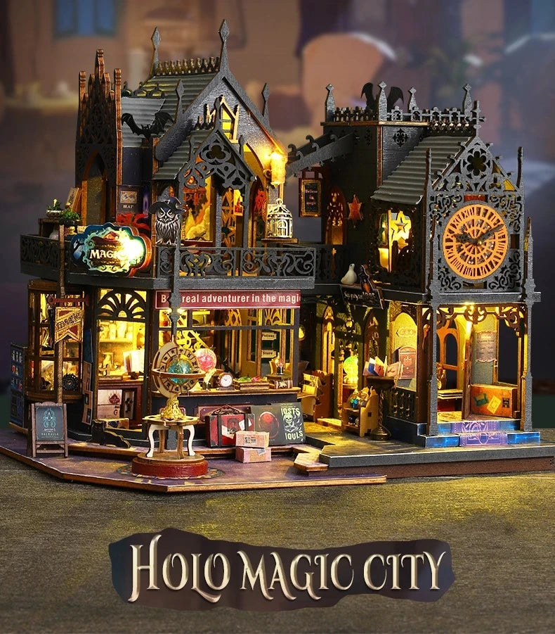2014 New DIY Big Doll House Wooden Case Miniature Furniture Dollhouse Toys for Children Birthday Gifts