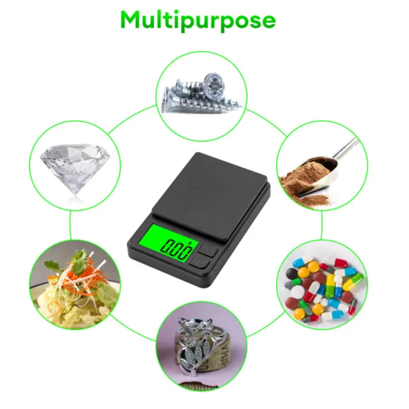 Precision Pocket Scale 1000g X 0.1g - Digital Gram, Food, Jewelry, Ounces/Grains Scale with Backlit LCD - Mini Scale for Travel - Smarsty
