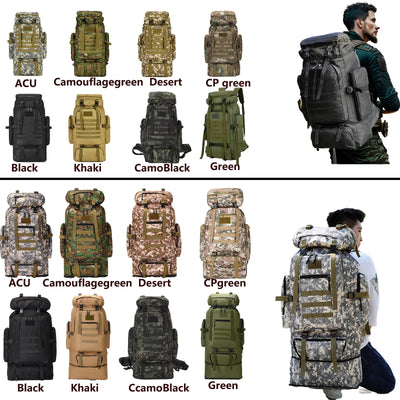 80L/100L  Mountaineering Bag Climb Bag Tactical Backpacks Large Backpack Outdoors Hiking Camping Travel Bags - Smarsty