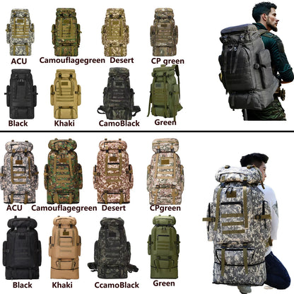 80L/100L  Mountaineering Bag Climb Bag Tactical Backpacks Large Backpack Outdoors Hiking Camping Travel Bags - Smarsty