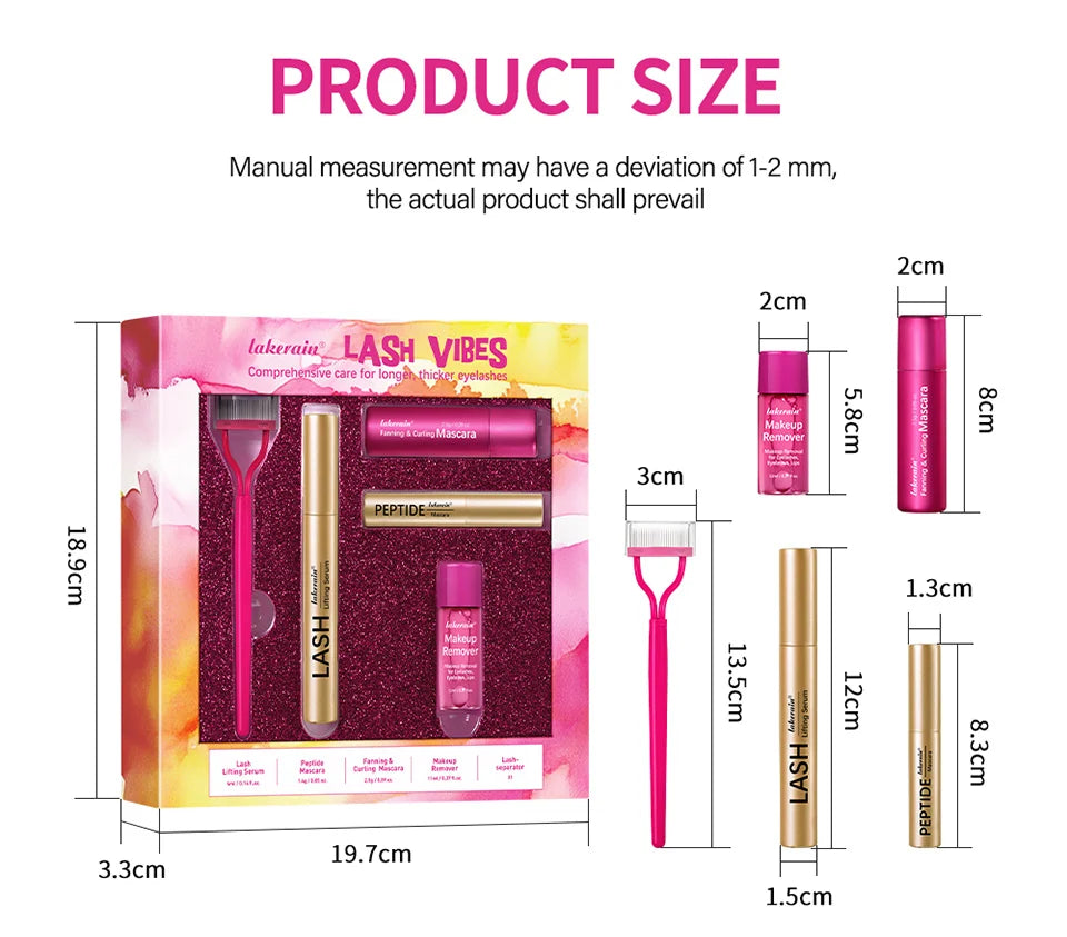 Lash & Brow Set Eyebrow Eyelash Growth Serum Peptide Mascara Eyelash Eyebrow Longer Fuller Thicker Curling Lash Eye Care Makeup