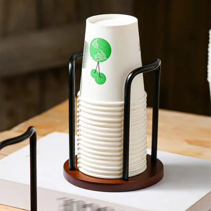 Disposable Cup Storage Holder Rack Shelf Water Tea Cups Wood Dispenser with Longer Stick Mug Display Stand Organizer Supplies by Smarsty
