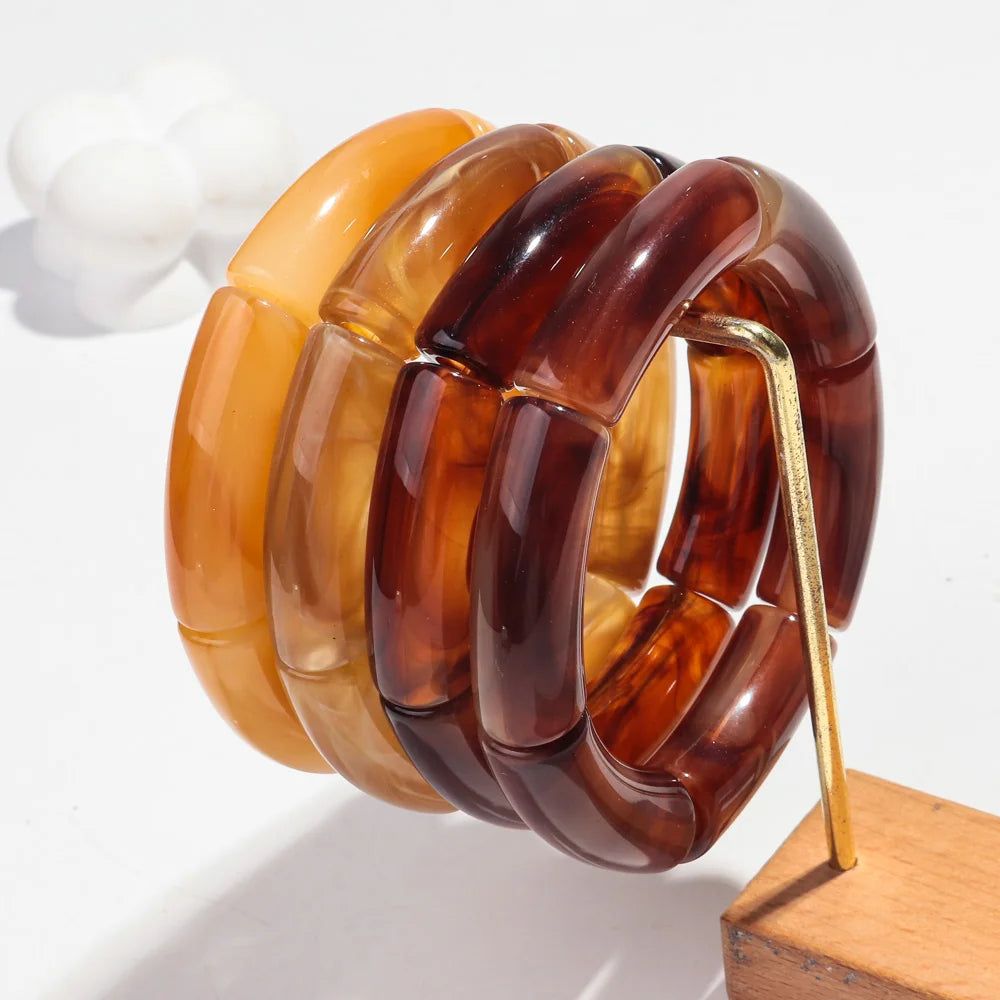 Trendy 4 Piece Set of Handmade Acrylic Bead Bracelets - Smarsty