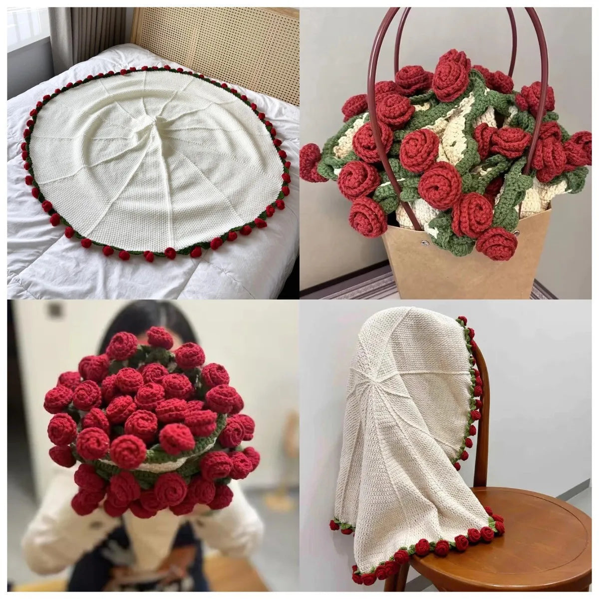 Handmade Crochet Rose Blanket for Cozy Comfort - Smarsty