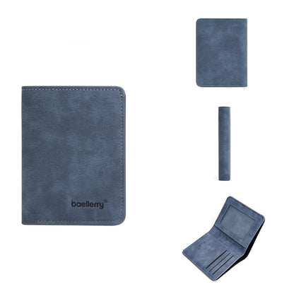 Thin Sanded Leather Multi-Card Driver's License Card Holder Simple Casual New Business Multi-Function Bifold Men's Short Wallet - Smarsty