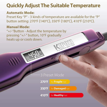 KIPOZI Professional Titanium Flat Iron with LCD Display - Smarsty