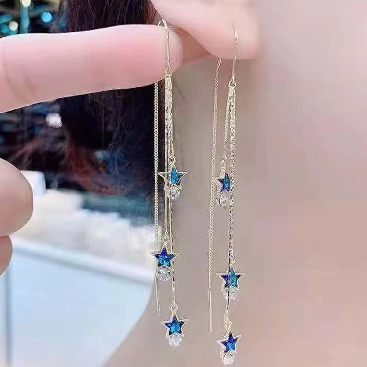 Blue Heart Shaped Dangle Earrings for Women Perfect for Parties - Smarsty