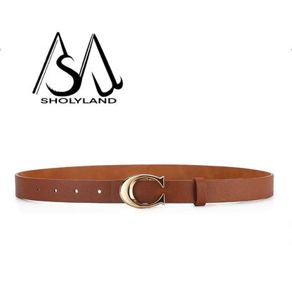 Trendy Women Leather Belt With Alloy Moon Button - Smarsty