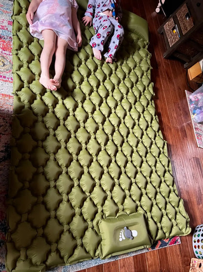 Camping Air Matt Double Sleeping Pad Inflatable Air Mat with Pillow Air Mattress Nature Hike Waterproof Folding Sleeping Mat