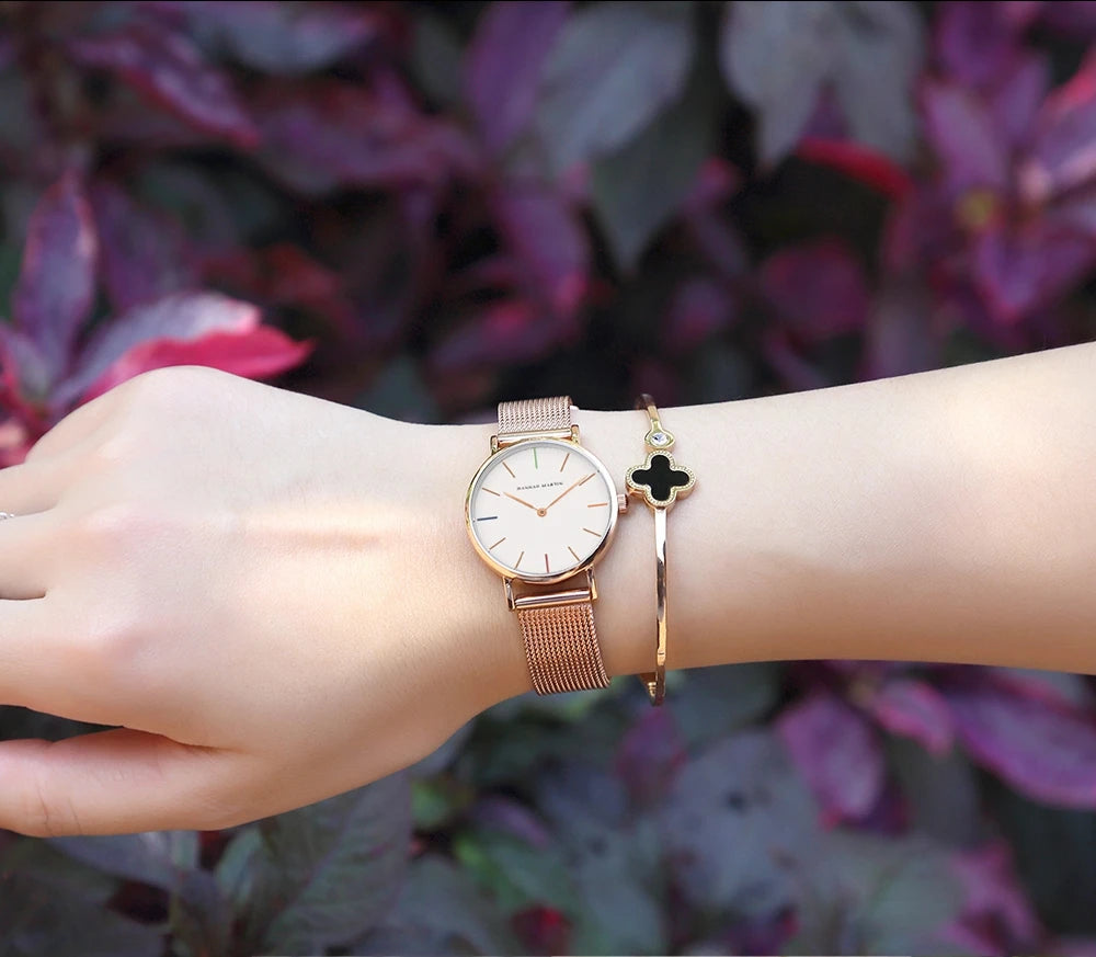 Rose Gold Women's Bracelet Watch with Japan Quartz Movement - Smarsty