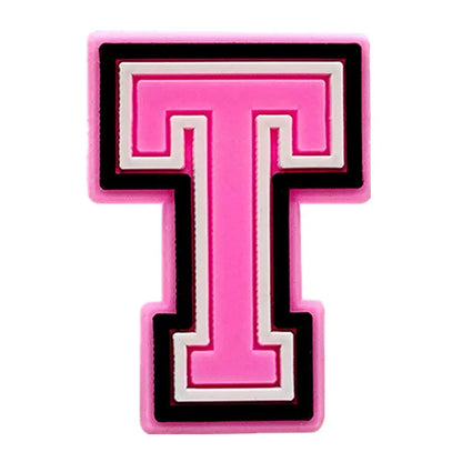 Pink Letter Shoe Charms for Crocs Accessories Women Clogs Pins Men Badge Kids Jeans Girls Decorations Buckle Shoes Accessories