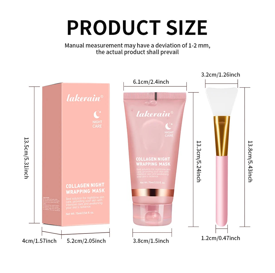 Collagen Wrapping Mask And Brush Set Rejuvenation Moisturize Brightening Korean Face Mask Make Glowy Skin Elasticity Facial Mask - Smarsty