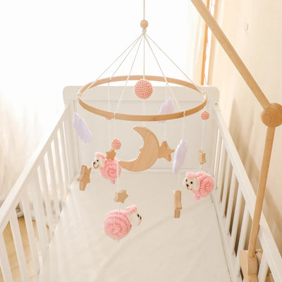 Baby Crib Mobile Bed Bell Rattle Toys Wooden Crochet Stars Pendant Bed Bell Toys Newborn Comfort Crib Bracket Hanging Toys Gifts by Smarsty