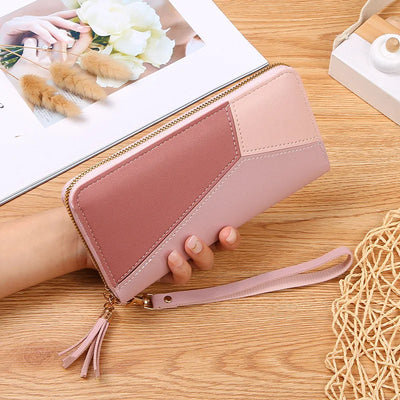 Fashion Women's Wallet Zipper Coin Purse Lady Short Clutch Purse Handbag Patchwork Leather Female Card Holder Wallet Phone Pouch - Smarsty