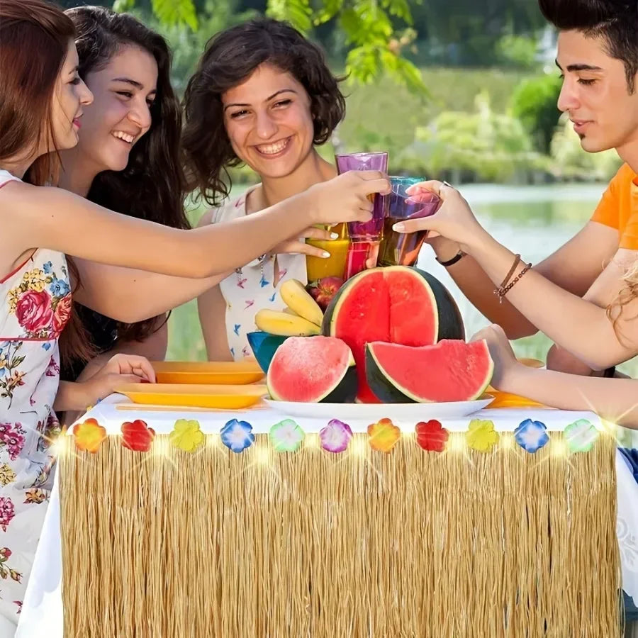 Vibrant Hawaiian Table Skirt for Easy Summer Parties - Smarsty