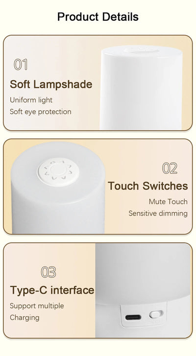 Dimmable LED Night Light for Bedroom Charging Lamp - Smarsty