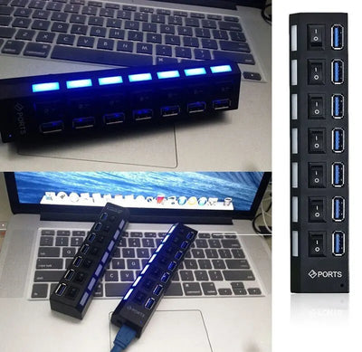 Seven Port USB 2 0 Hub With Built In Current Protection - Smarsty