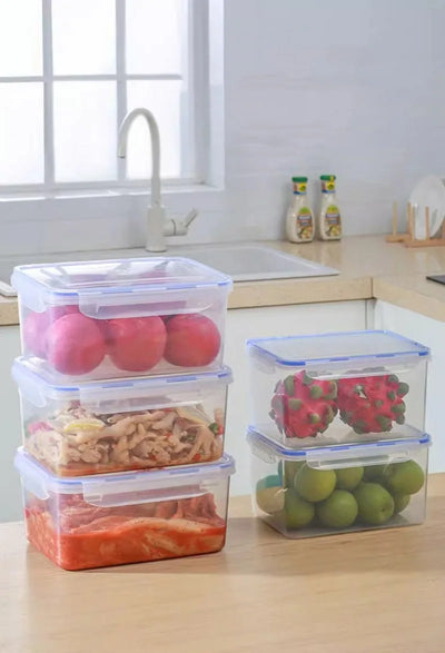 Kitchen Refrigerator Sealed Rectangular Refrigerator Storage Box with Lid Plastic Crisper Microwave-heated Lunch Box Storage Box by Smarsty