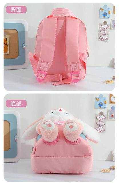Plush 3D Rabbit Backpack For Kids Cute Bow Tie Design - Smarsty