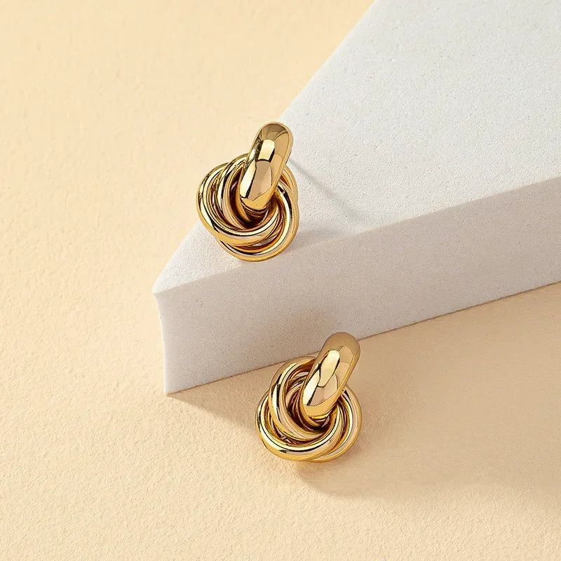 Gold Silver Knot Stud Earrings For Daily Trendy Wear - Smarsty