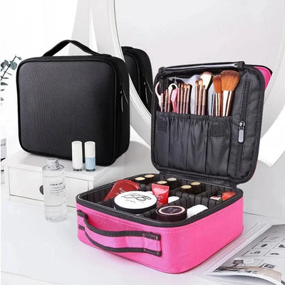New Makeup Bag for Women Travel Waterproof Necessary Beauty Brush Embroidery Tool Storage Cosmetic Case Professional Makeup Box - Smarsty
