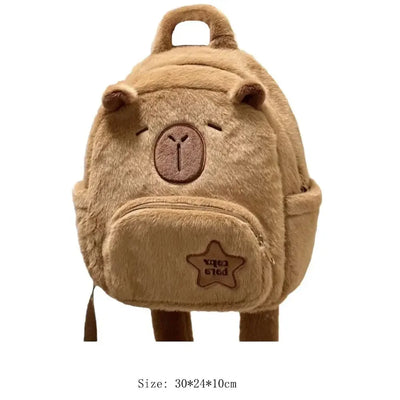 Kawaii Capybara Plush Backpack for Women Versatile Cartoon Funny Capibala Crossbody Bag aLrge Capacity Tote Bag - Smarsty